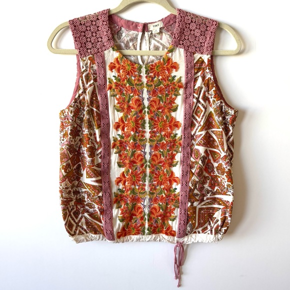 Anthropologie Tiny Embroidered Printed Shell Top - Picture 4 of 12